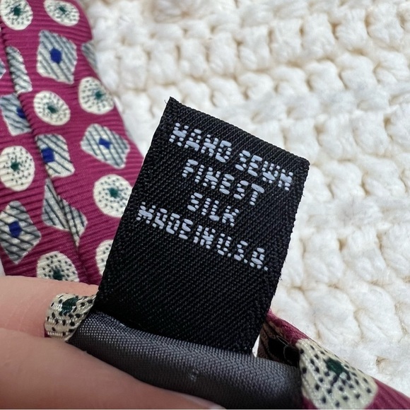 Robert TALBOTT Men’s Set of 2 Hand Sewn Finest Silk Ties Geo Print USA MADE - Picture 13 of 16